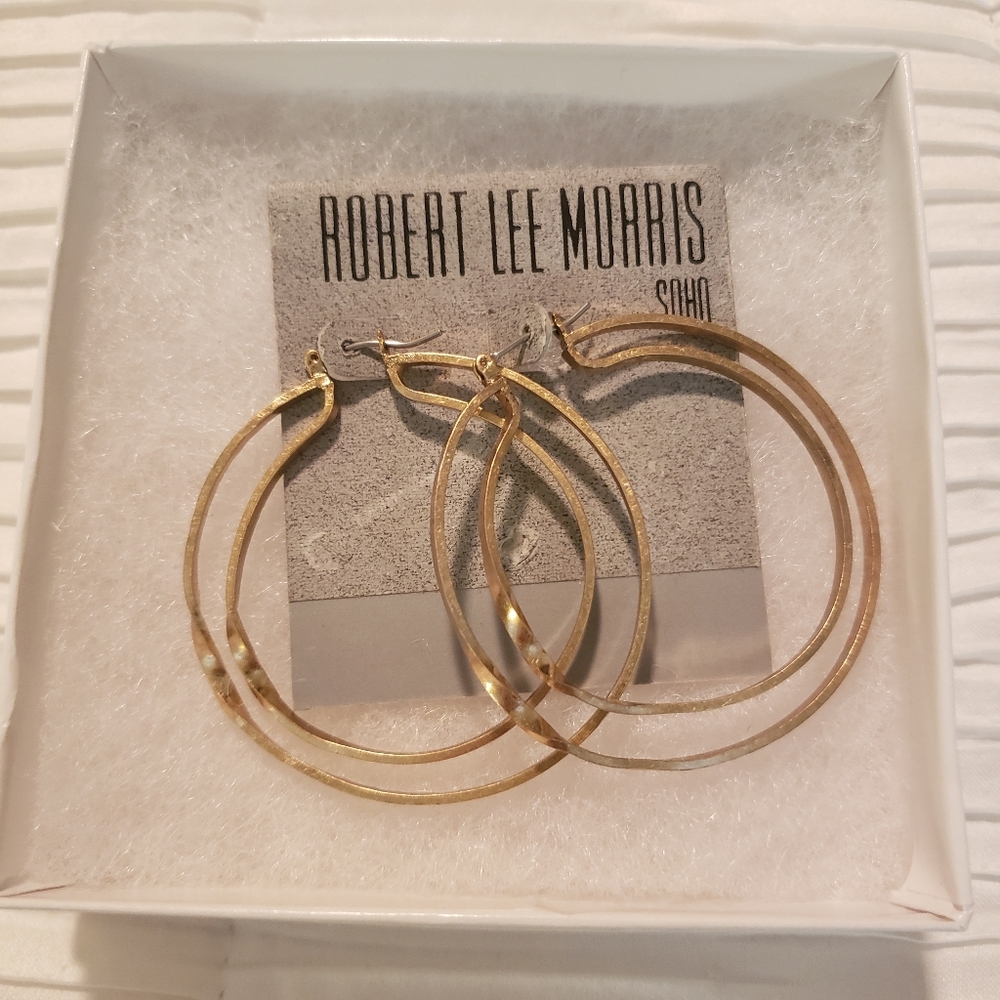Robert Lee Morris Soho Hammered Gold Twisted Hoops